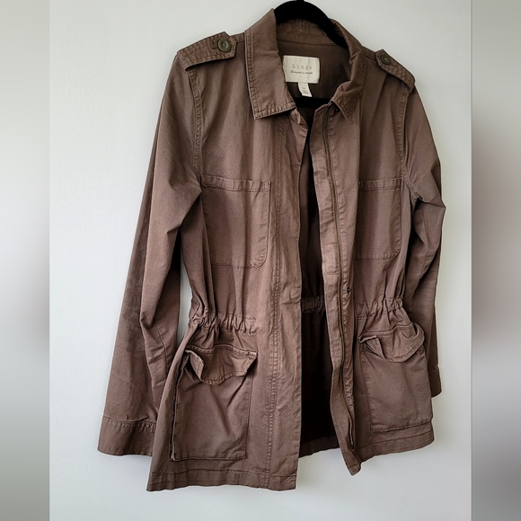 HINGE Khaki Brown Utility Jacket - Size XS - Picture 3 of 9